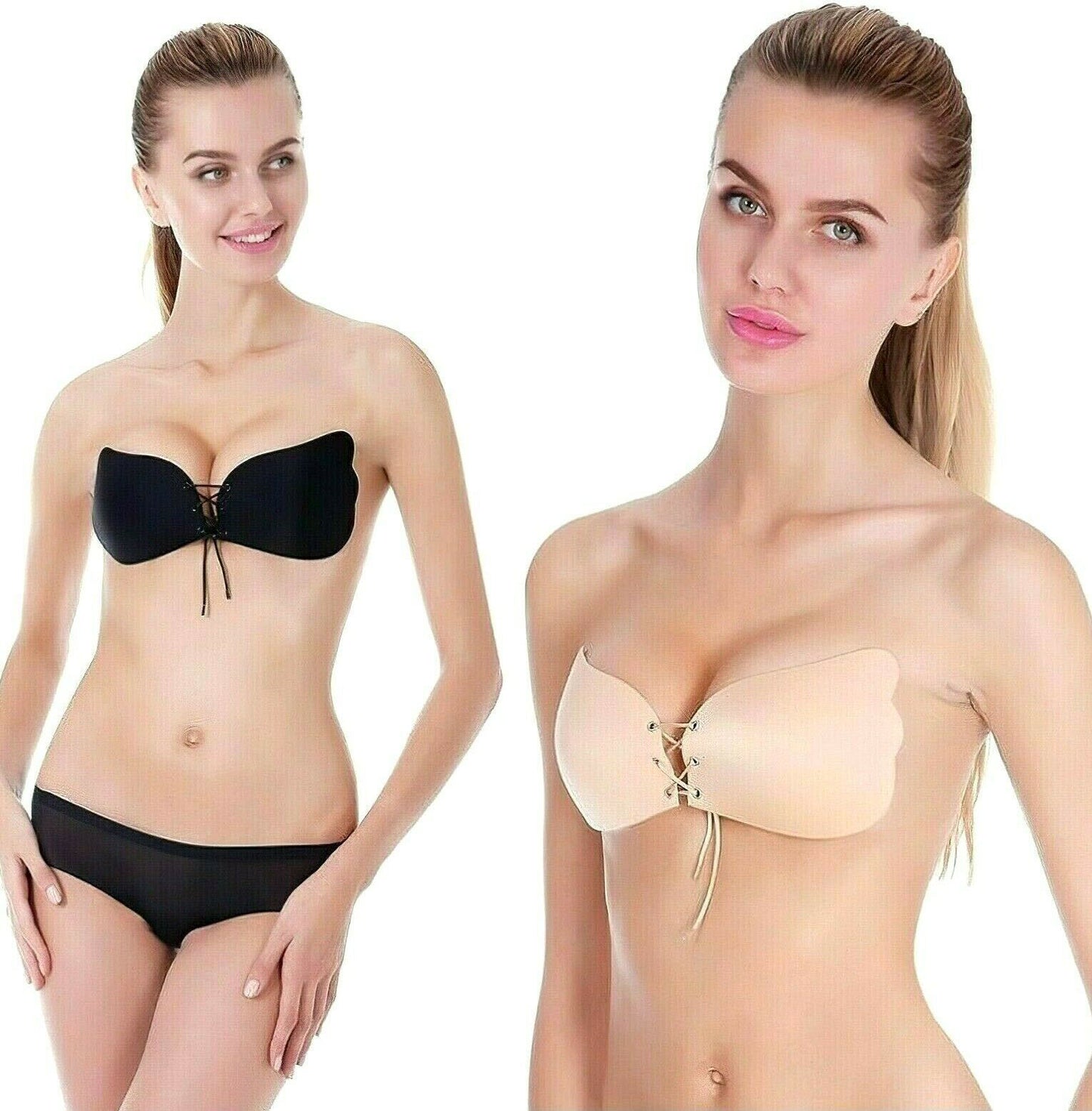 2 PACK Non-Wired Padded Stick-On Push-Up Bra 01