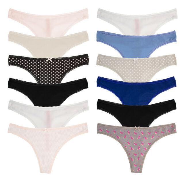 3 PACK PURE COTTON THONG PANTIES - Pionie