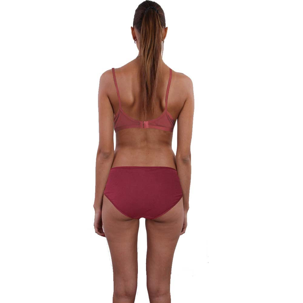 Organic Cotton Brown Bra Panty Set For Humid Weather - Pionie