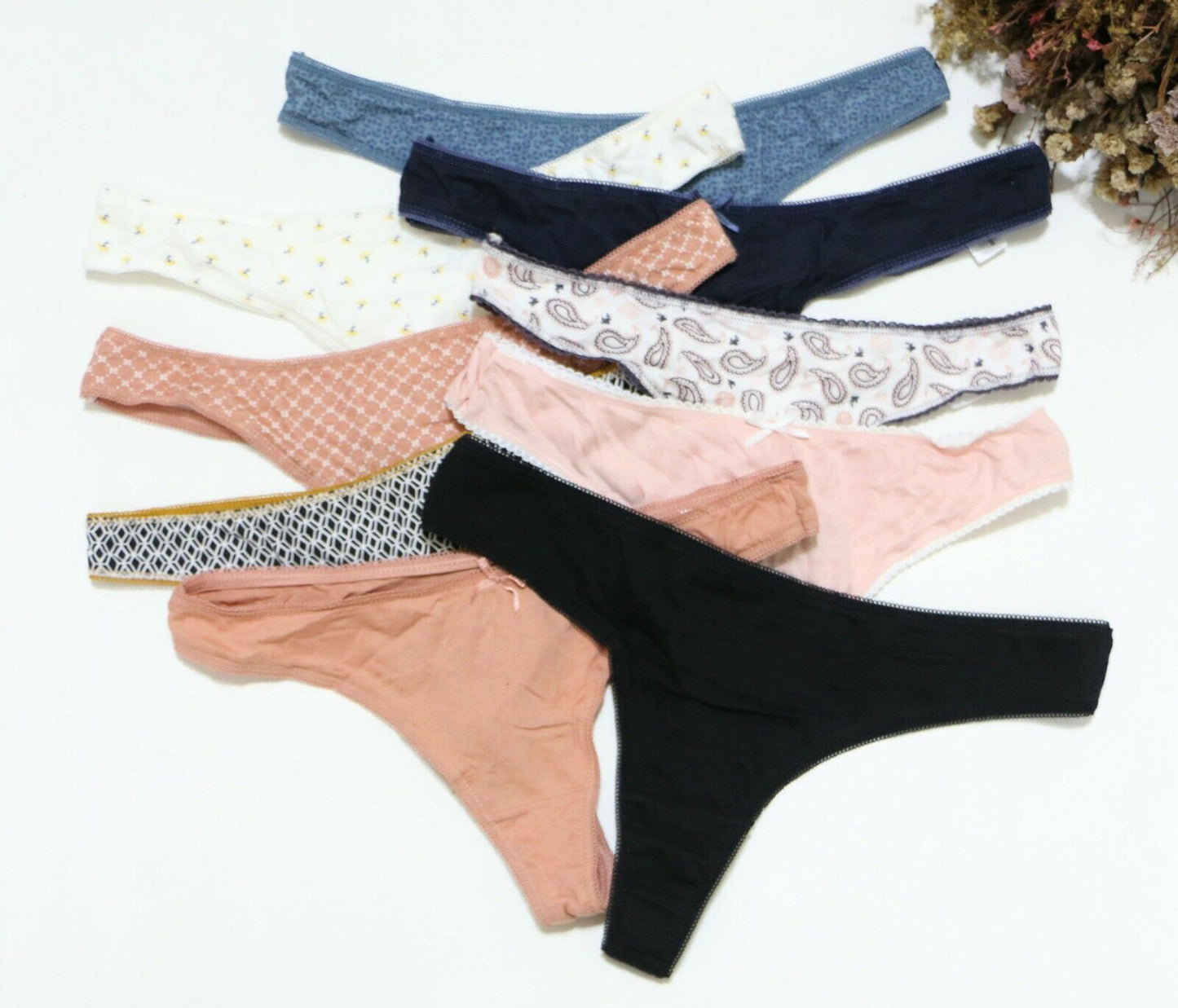 6 pack pure cotton multicolor thong panties - Pionie