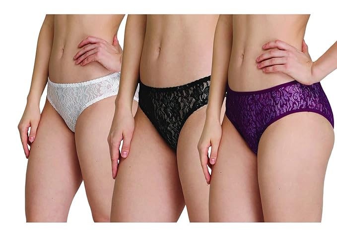 Women's Low Waist Lace Panty Trio - Pack of 3 - Pionie