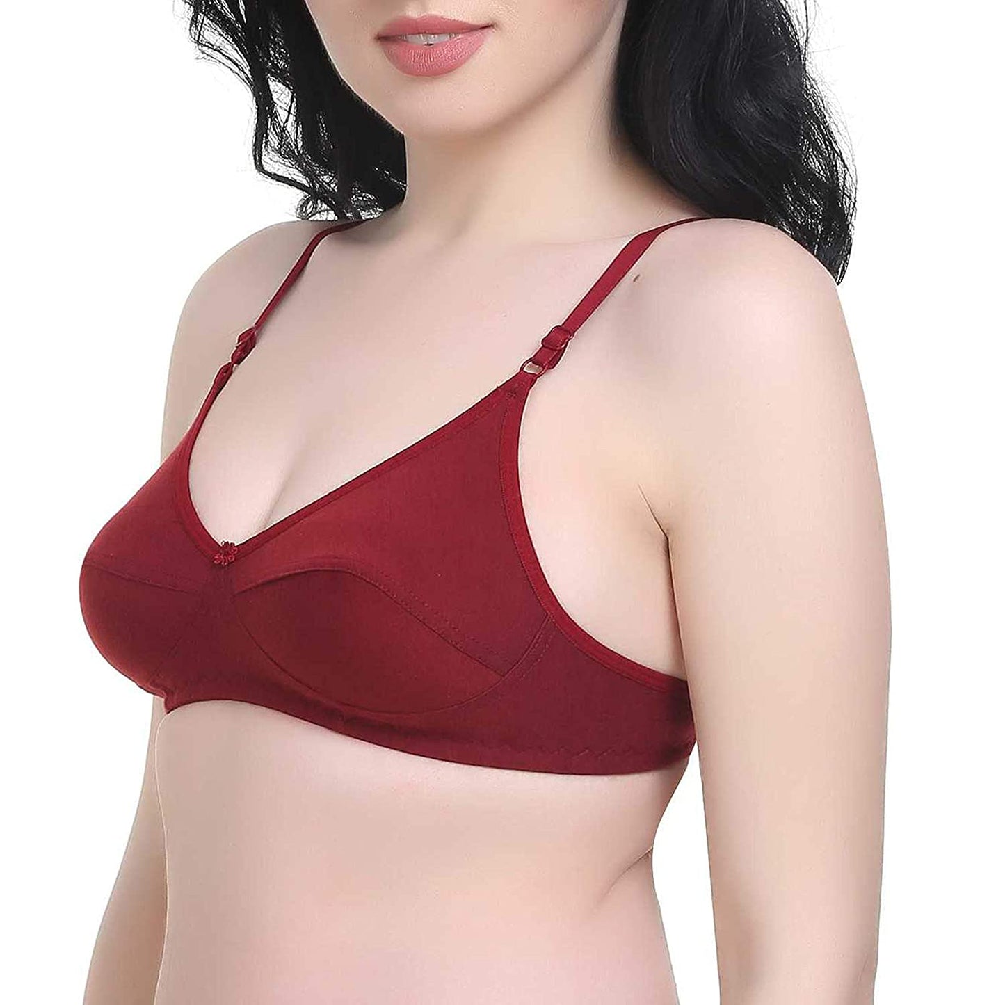 Women's T-Shirt Cotton Hosiery Black & Red Bra ( Pack of 2) 04