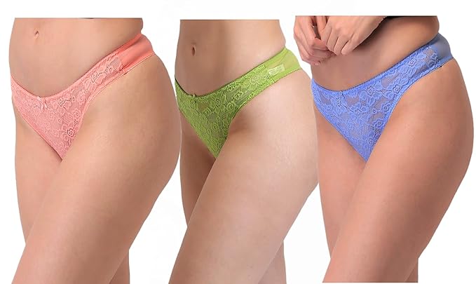 Set of 3 Delicate Lace Panties for Women - Pionie