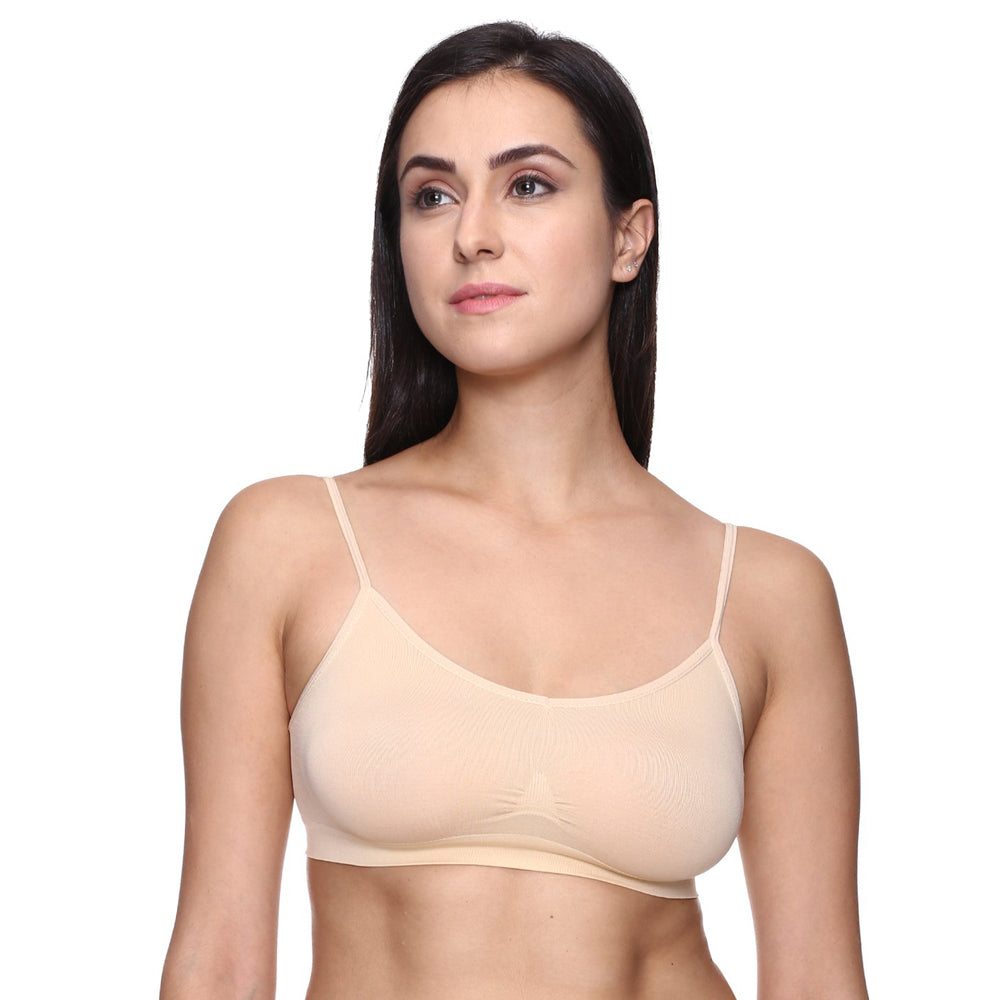 Comfort Beige Thin Straps Sports Bra 02