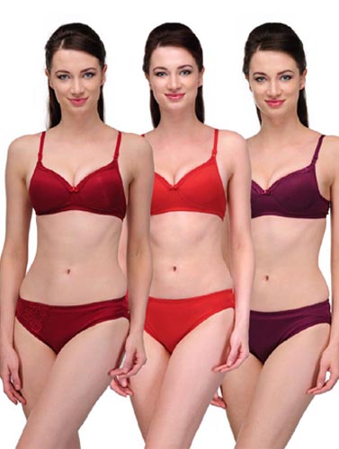 Elegant Solid Colour Bra Sets ( Pk of 3) 02