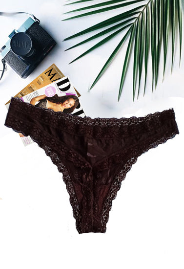 George Flirty Lace Accented Black Thong + 1 Free Bra - Pionie