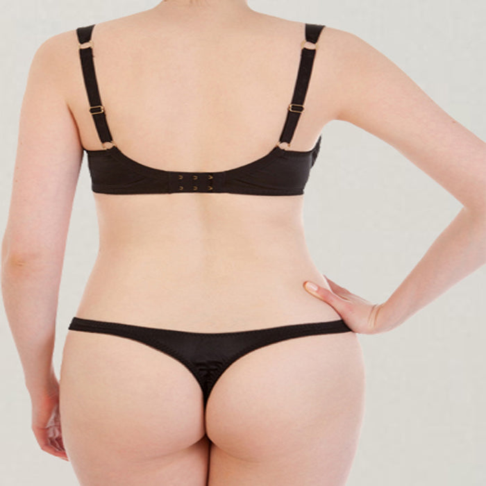 Hot Sexy Black Push Up Bra And Thong Set - Pionie