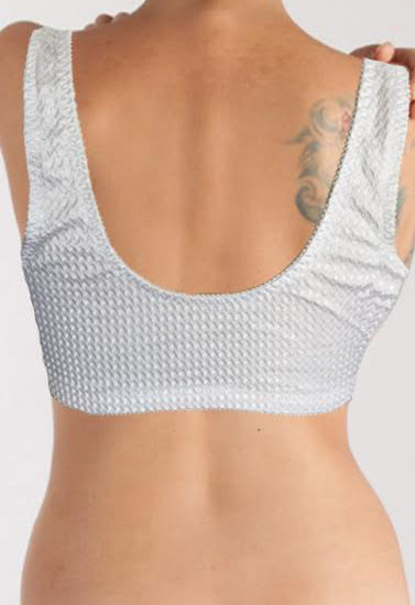 Ladies White All Zigzag Pattern Sports Bra - Pionie