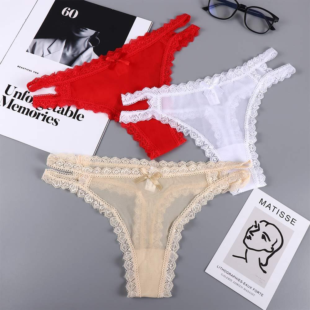 Women's Hollow Lace Thongs Brief Underwear - Pionie