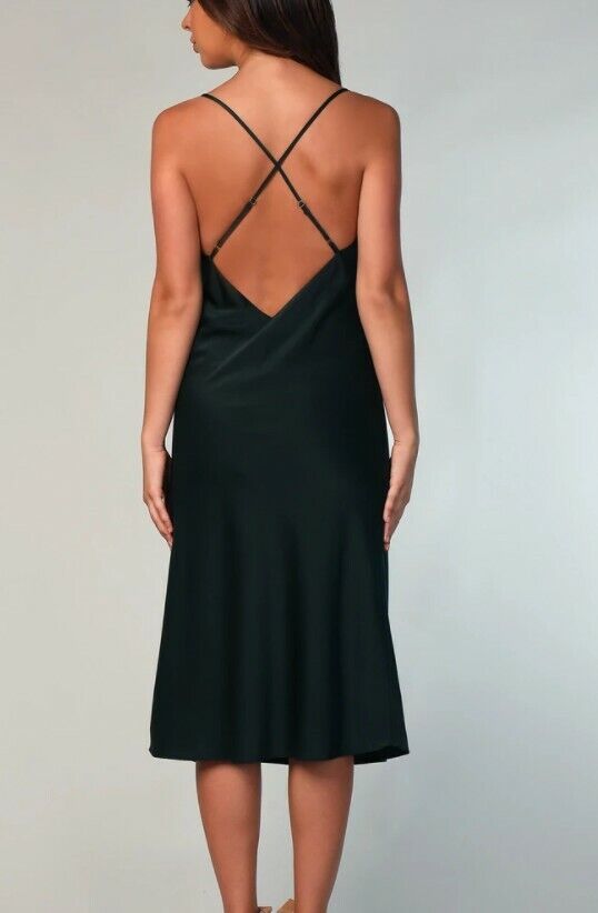 Navy Satin Cowl Neck Midi Dress - Pionie