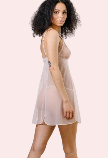 Plus Size Sheer Nightwear with Lace Cups - Pionie