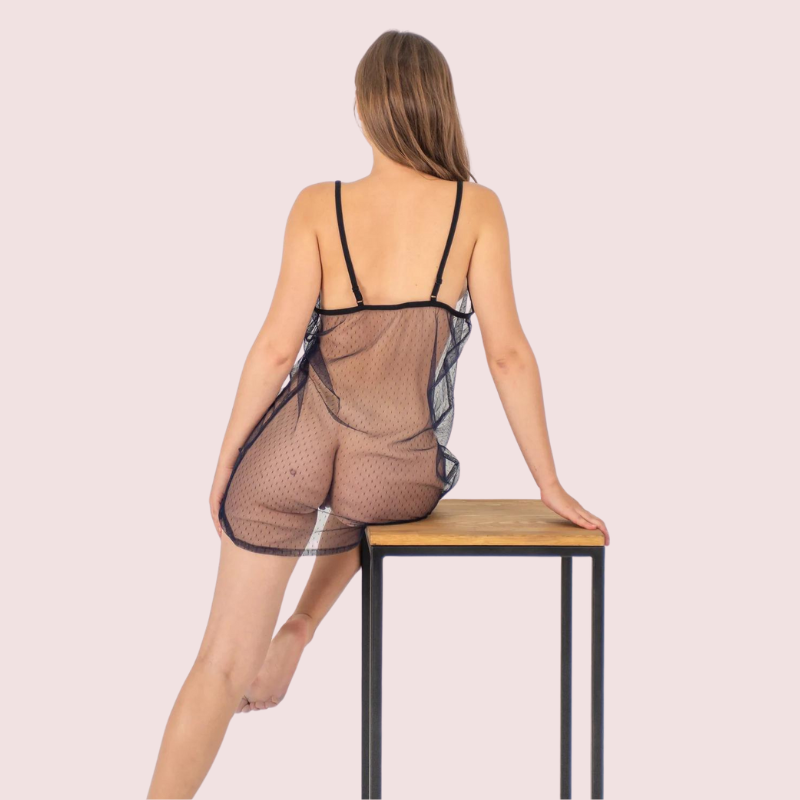Plus Size Sheer See-Through Babydoll Night Dress - Pionie