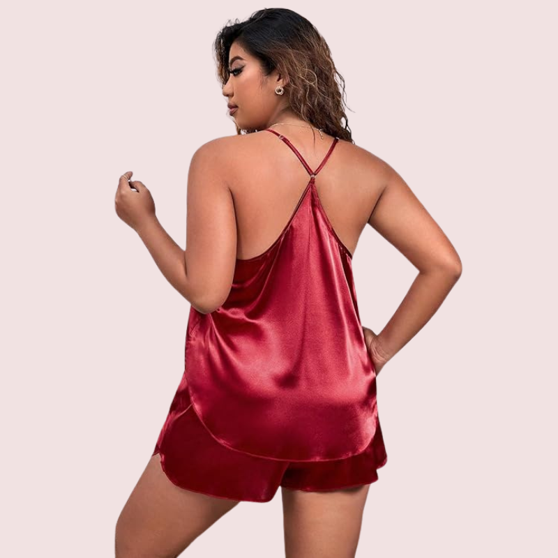 Plus Size Women's Silk Cami and Shorts Set - Pionie