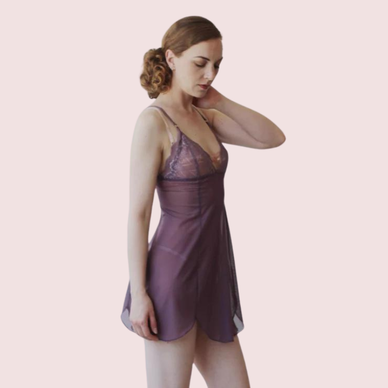 Sheer Mesh Nightgown Slip for Plus Size Women - Pionie