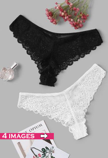 Value Pack Of 2 Black & White Lace Hipster