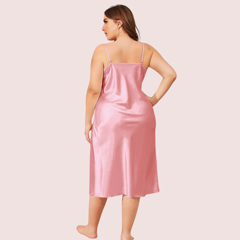 Solid Satin Slip Dress for 4XL 5XL Women - Pionie