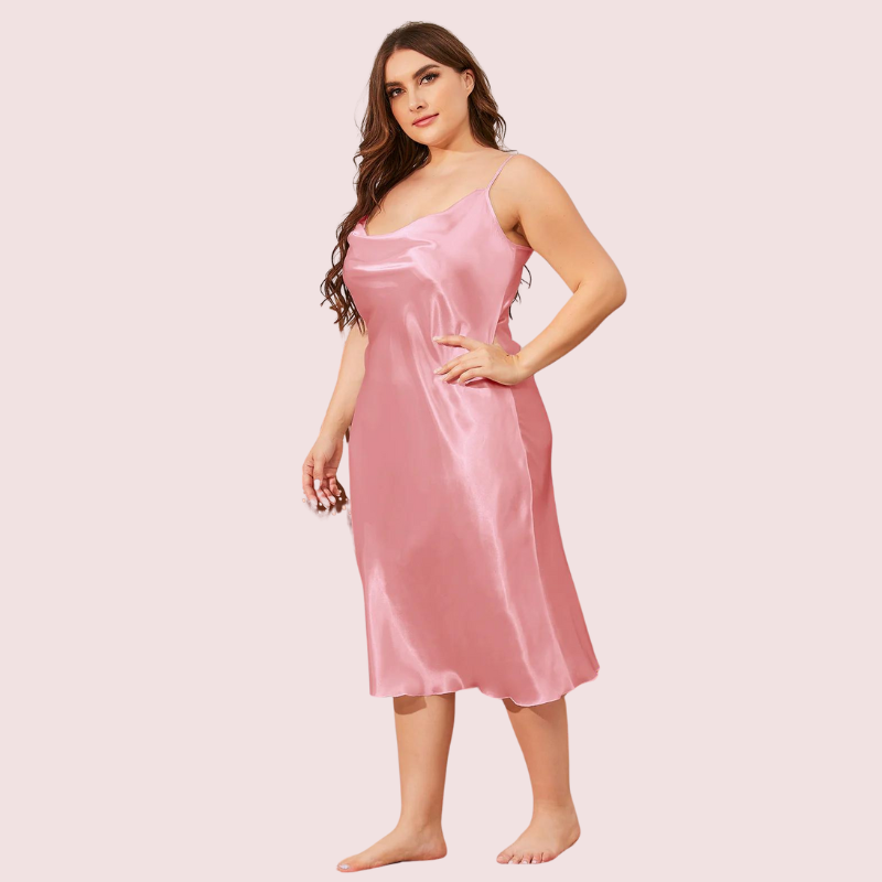 Solid Satin Slip Dress for 4XL 5XL Women - Pionie