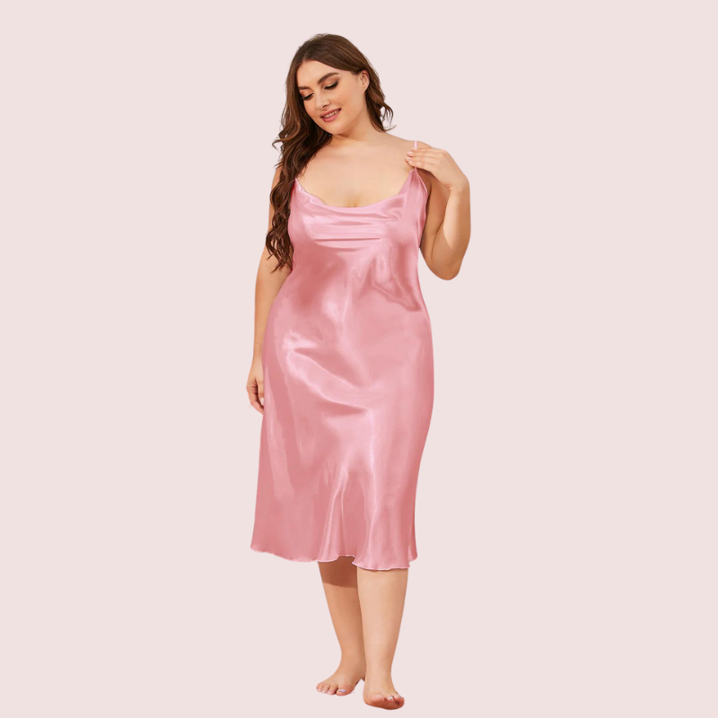 Solid Satin Slip Dress for 4XL 5XL Women - Pionie