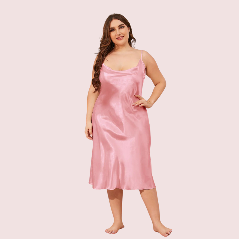Solid Satin Slip Dress for 4XL 5XL Women - Pionie