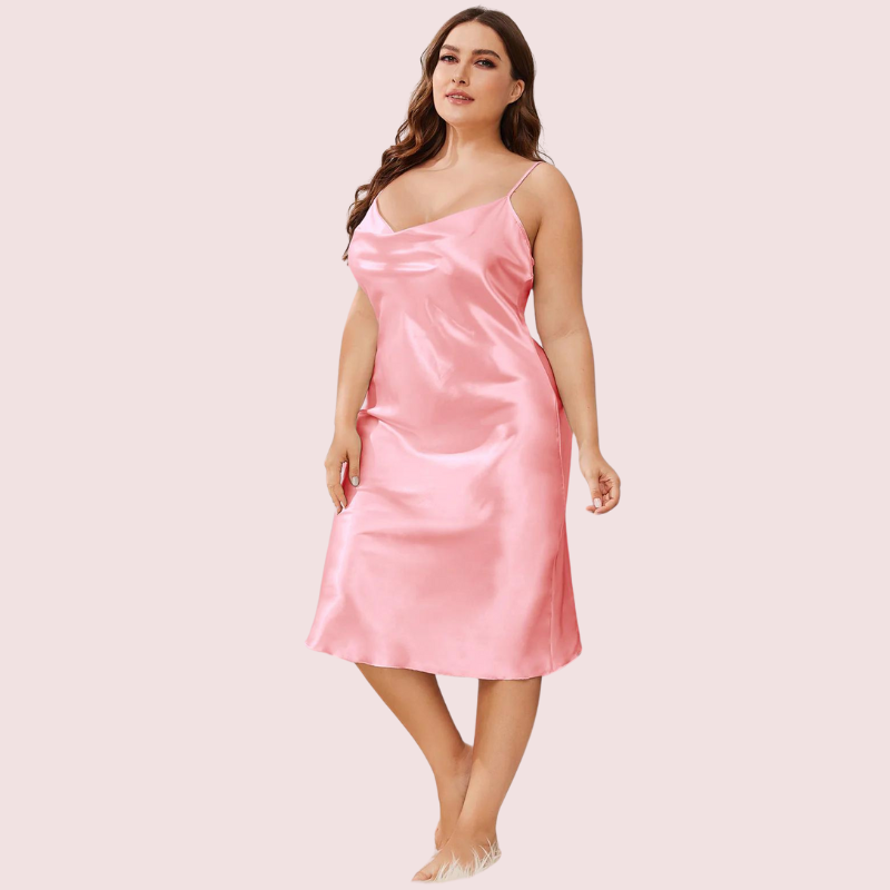 Solid Satin Slip Dress for 4XL 5XL Women - Pionie