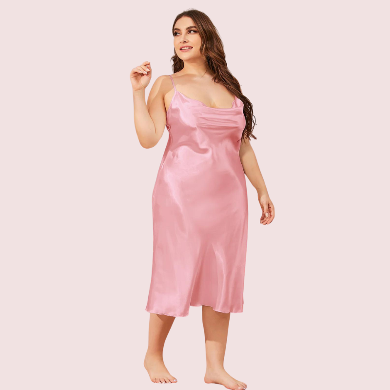 Solid Satin Slip Dress for 4XL 5XL Women - Pionie