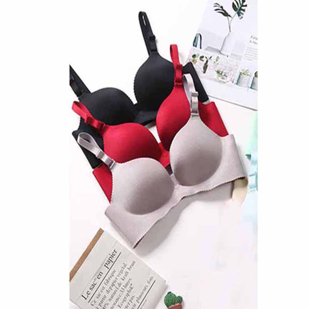 Value Pack of 3 Padded Seamless Bras With Matching Panties - Pionie