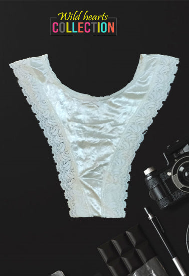 Very Sexy High-Cut Scalloped Lace White Brief - Pionie