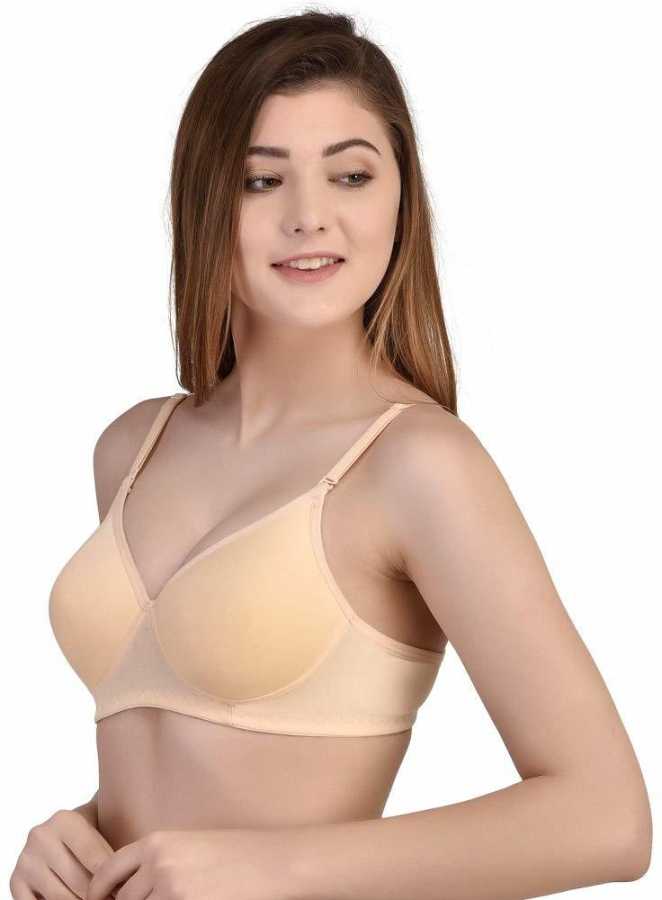 Women Beige Full Coverage Lightly Padded Bra - Pionie
