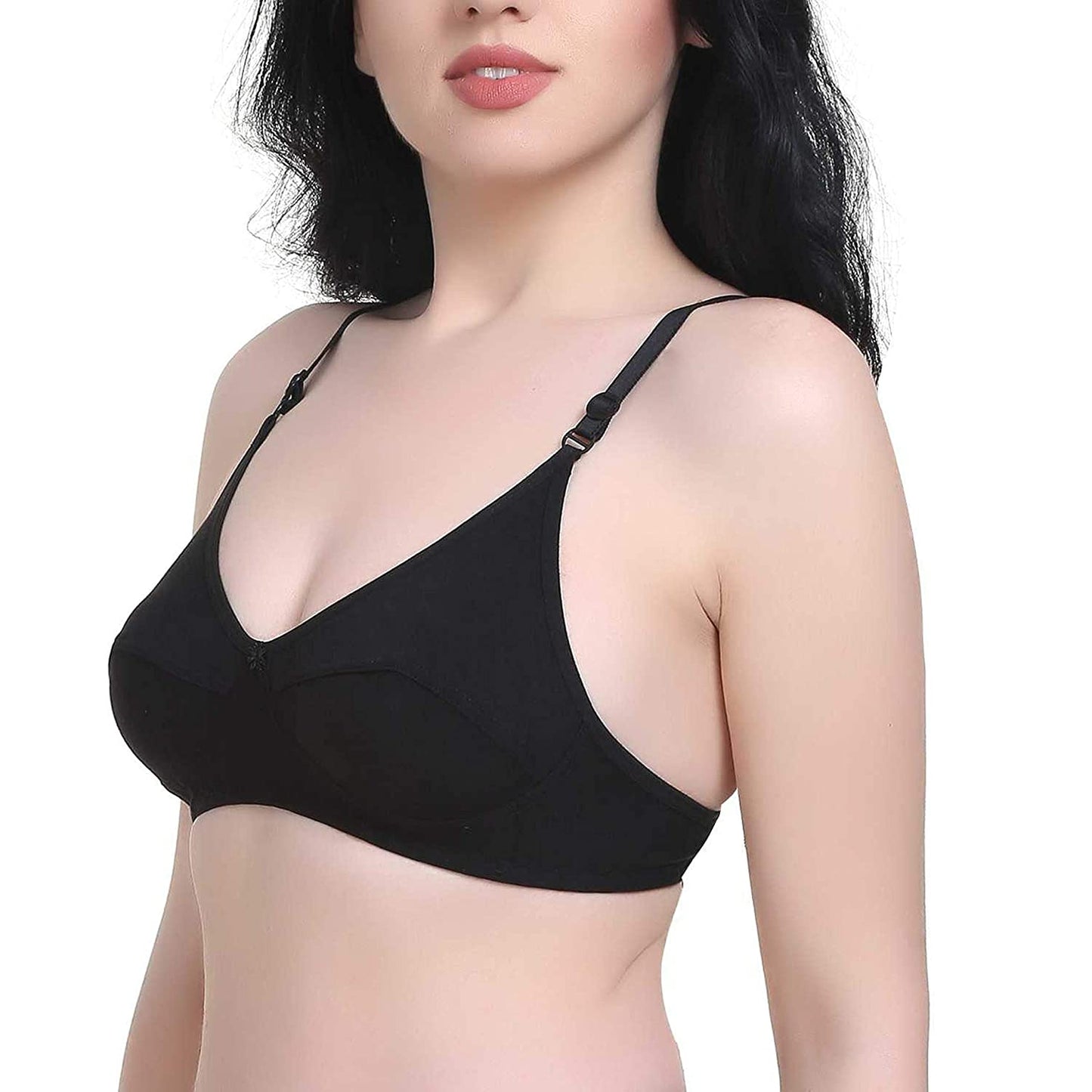 Women's T-Shirt Cotton Hosiery Black & Red Bra ( Pack of 2) 02