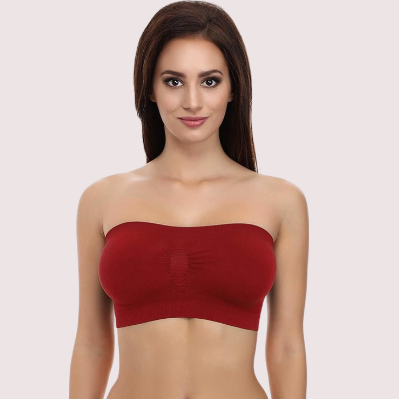 Maroon Magic Tube Bandeau Bra for Women - Pionie