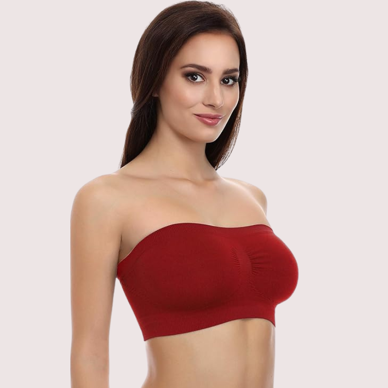 Maroon Magic Tube Bandeau Bra for Women - Pionie