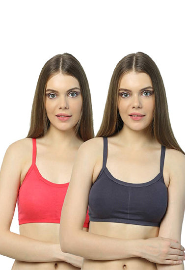 2-Pack Cotton Cage Strap Back Sports Bra - Pionie