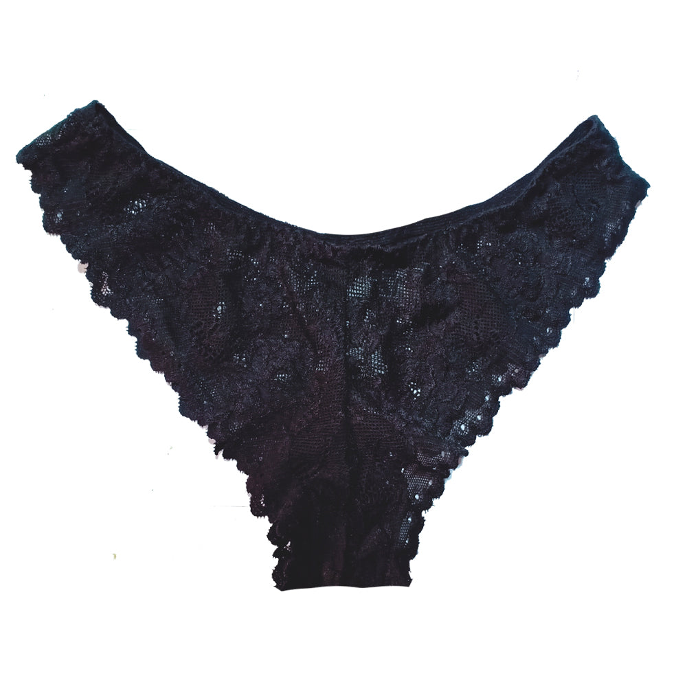 Black Floral Lace Female Panty - Pionie