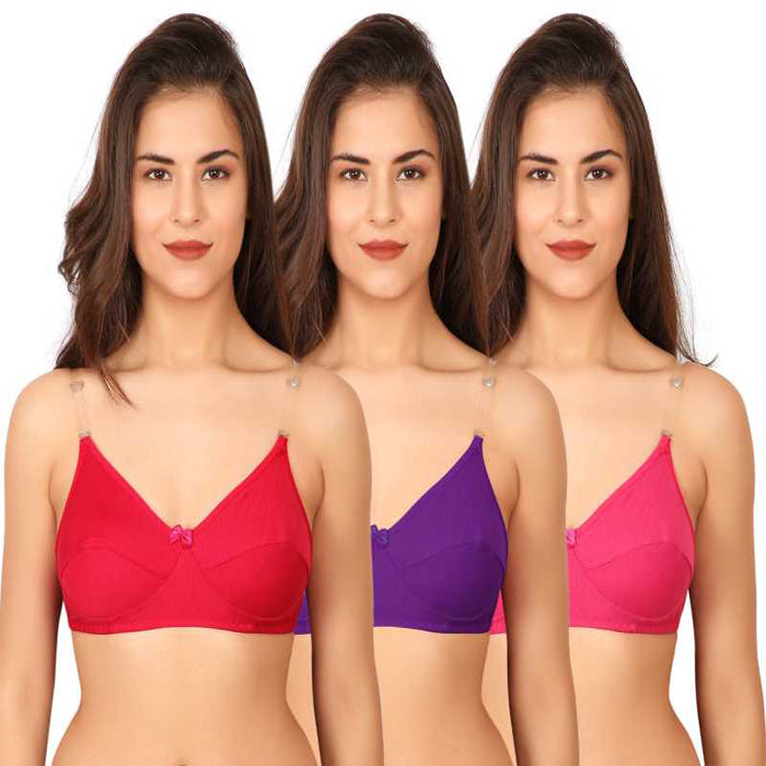 3 Pairs Clear Transparent Back Regular Bras 01