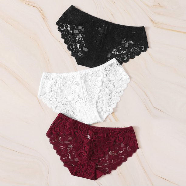 3 pack Lace Flowers hipster Panties - Pionie