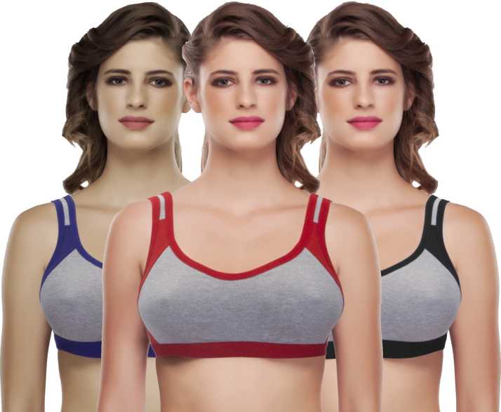 Medium Impact non padded sports bra pack of 3 - Pionie