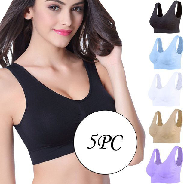 5 pack medium impact Comfort Sports Bras - Pionie