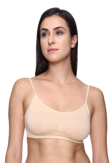 Comfort Beige Thin Straps Sports Bra 01