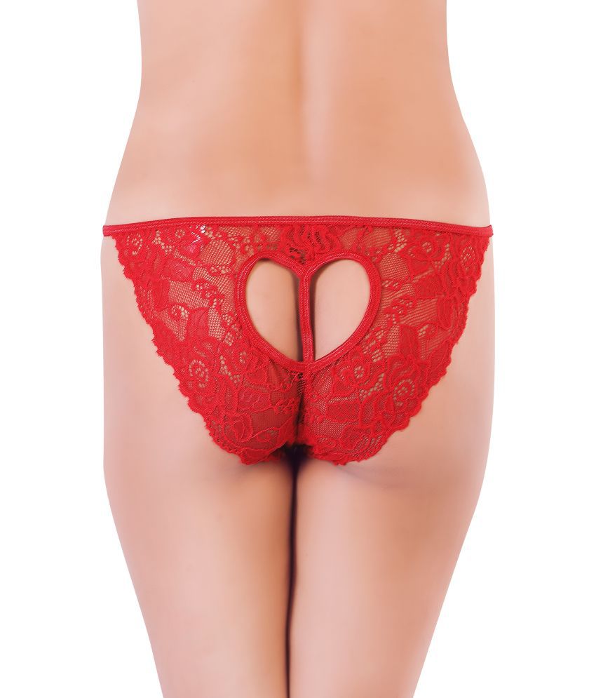 Beautiful Lace Red Women's Cheekies ( Pack of 1 ) - Pionie