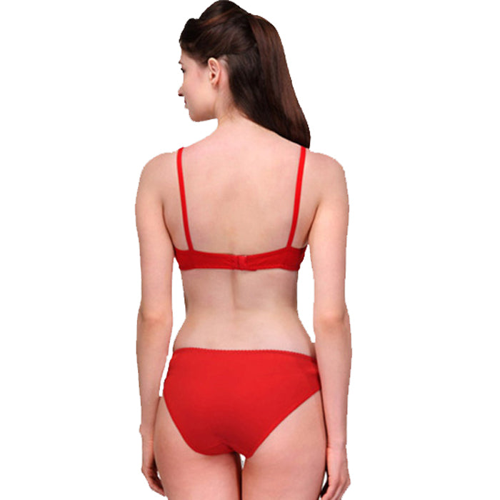 Comfy Red Cotton Everyday Bra Panty Set - Pionie