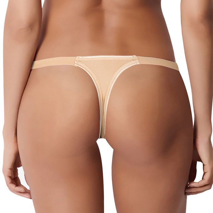 EMERSON Beige Side Lace Panel Thong - Pionie