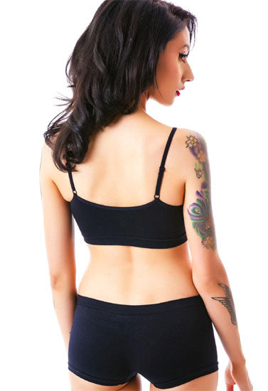 Sporty Spaghetti Strap Sports Bra Matching Boyshort - Pionie