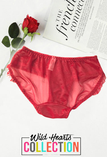 Female Perspective Luxurious Pendent Maroon Lace Brief - Pionie