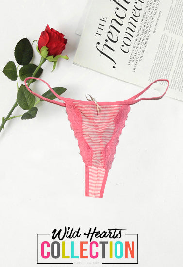 Female Tempting Pink Lace G-String - Pionie