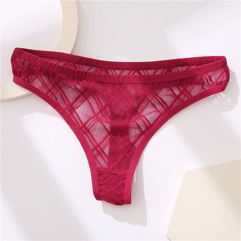 Ladies Low Waist Mesh Hollow Lace Panties - Pionie