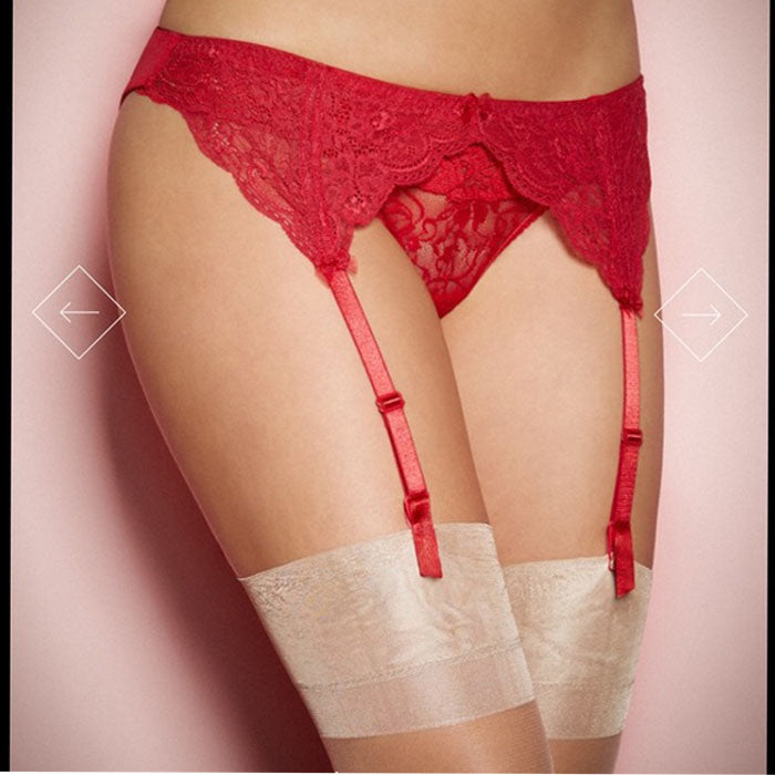 Warner's Stretch Lace Red Garter Belt - Pionie