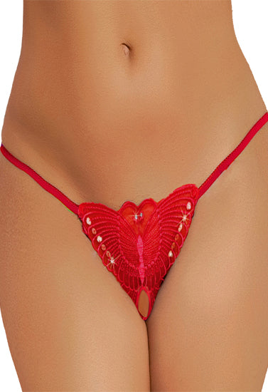 Ladies Sheer Butterfly Crotchless G-String - Pionie