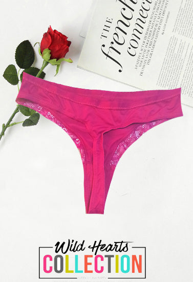 Ladies Sweet As Can V Burgundy Thong - Pionie