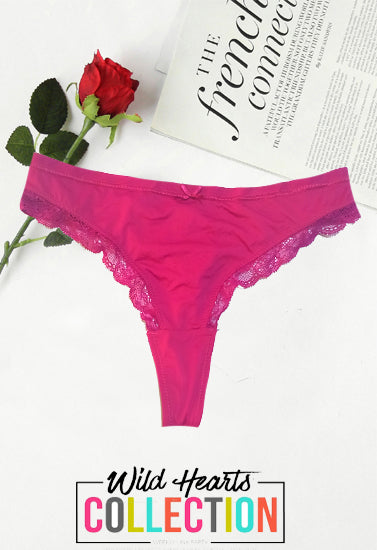 Ladies Sweet As Can V Burgundy Thong - Pionie