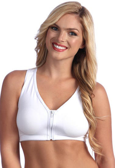 Ladies White Zip Front Sports JOGBRA - Pionie